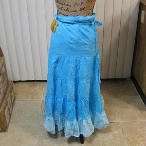 NWT Sassi's blue peasant maxi skirt OS one size